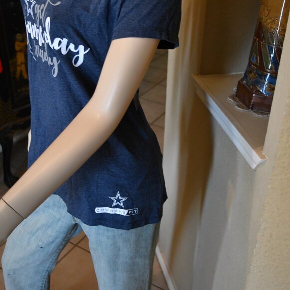 Dallas Cowboys Cowboy FIT NFL V Neck Women's Blue Heather Gameday Ready TEE NWT - Picture 4 of 6